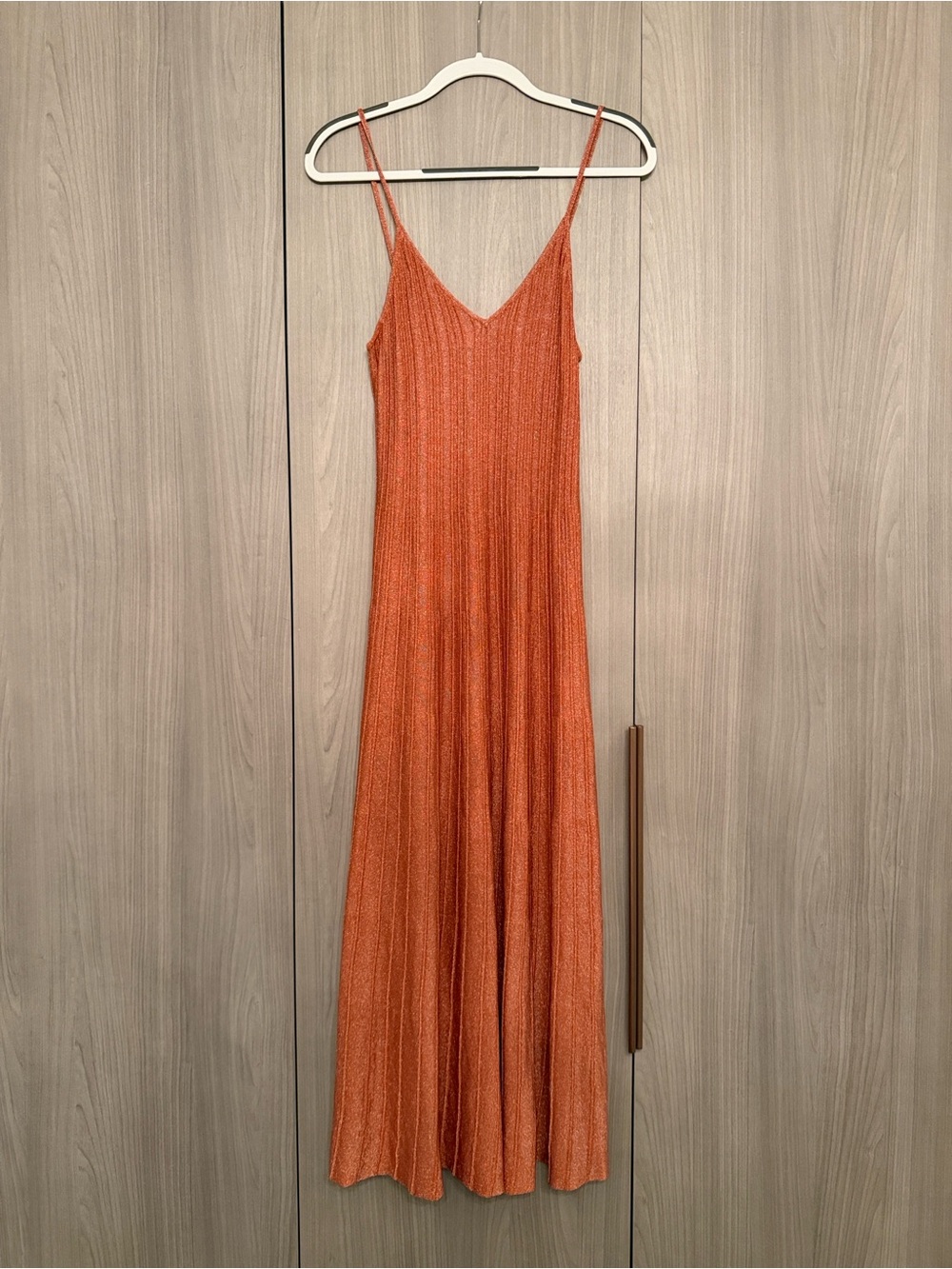 Sandro Copper-Pink Sleeveless V-Neck Maxi Dress